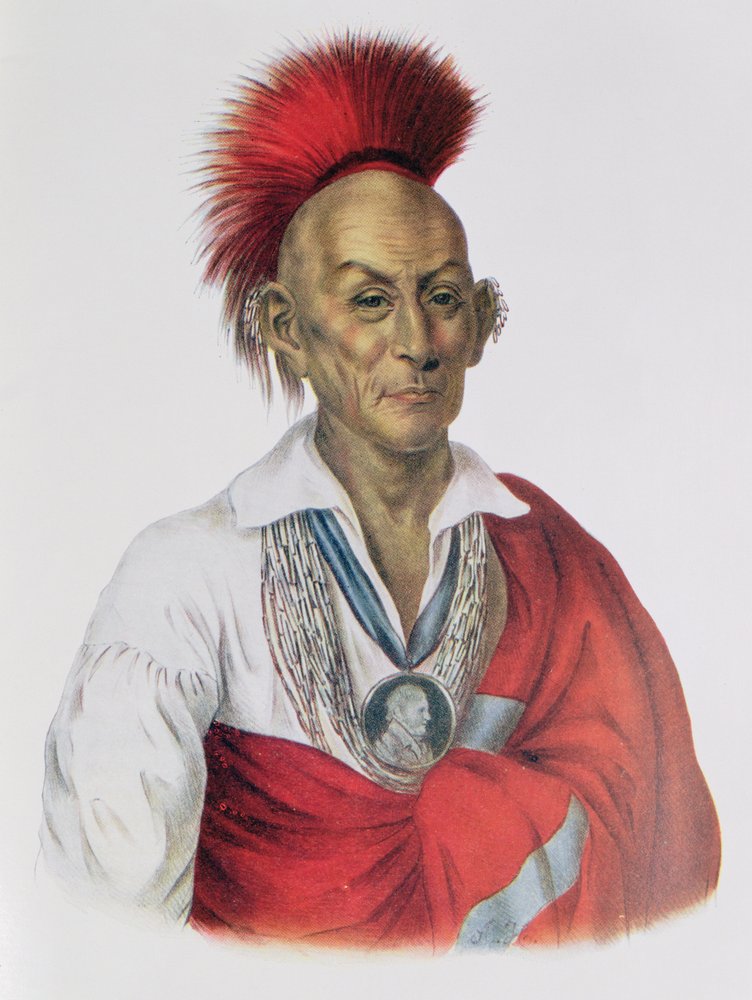 Ma-Ka-Tai-Me-She-Kia-Kiah or Black Hawk, a Sauk Brave, 1837, illustration from 