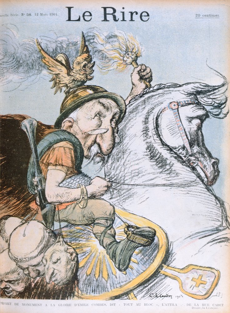 Caricature of Émile Combes, cover of the magazine "Le Rire", 12th March 1903 by Charles Leandre