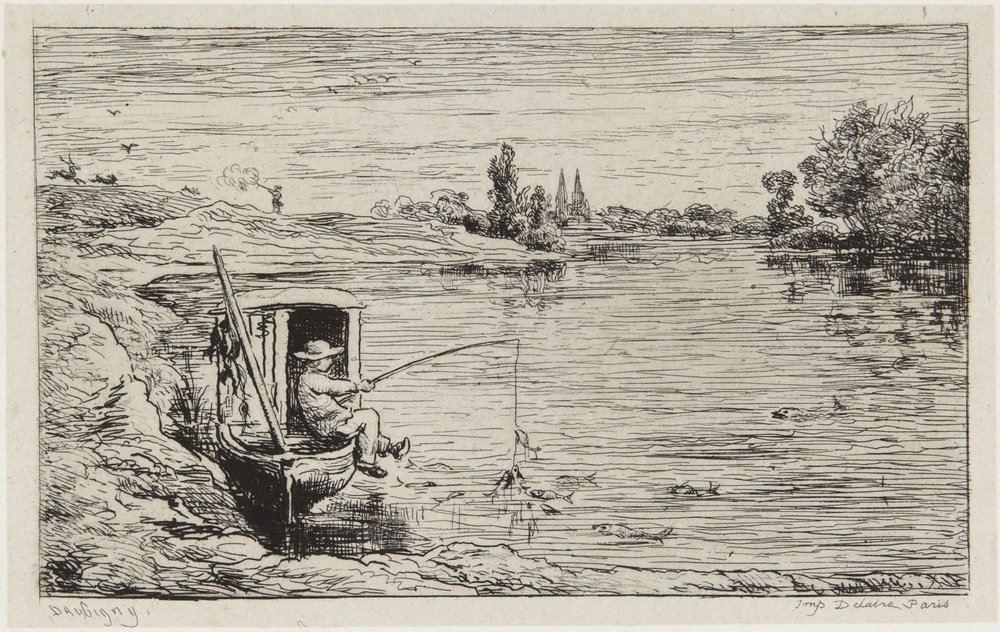 The Cabin Boy Fishing by Charles Francois Daubigny