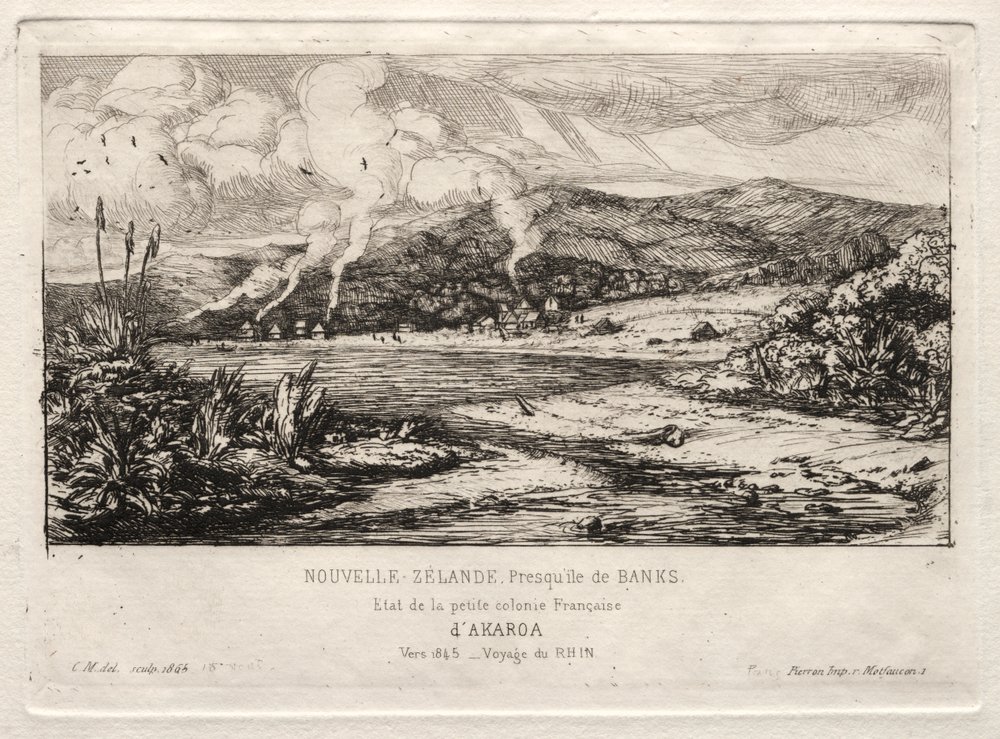 The Little French Colony at Akaroa, 1845 by Charles Meryon