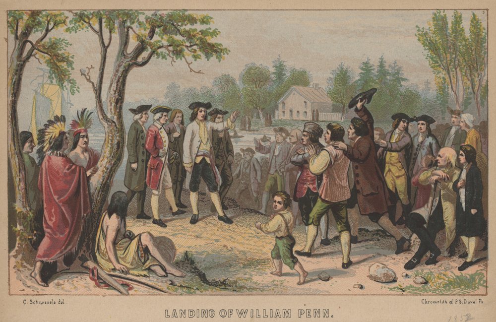Landing of William Penn, litho by P.S. Duval, 1852 by Christian Schuessele