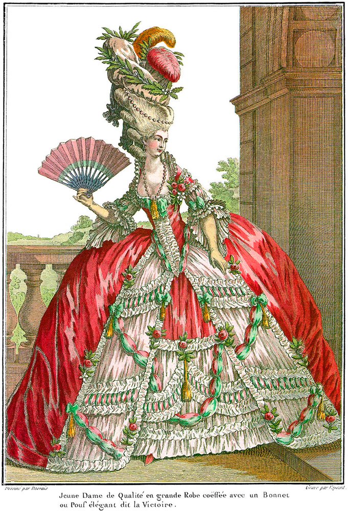 French Court Dress with Wide Panniers