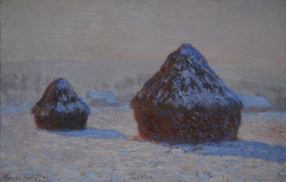 Wheatstacks, Snow Effect, Morning by Claude Monet
