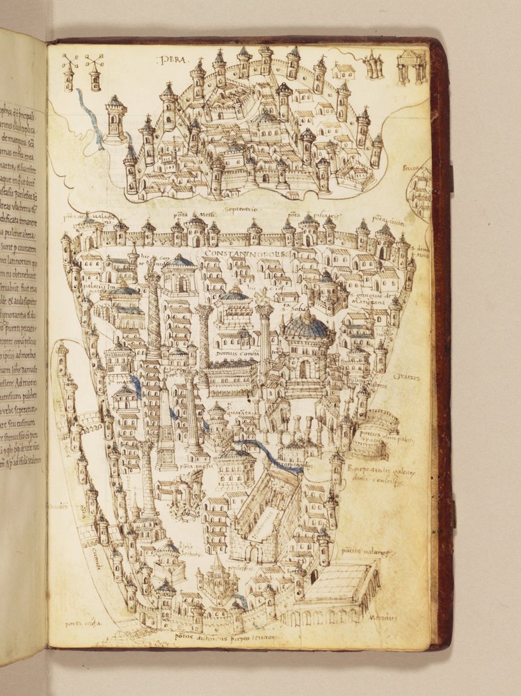 Map of Constantinople, illustration from the "Liber Insularum Archipelagi" by Cristoforo Buondelmonti