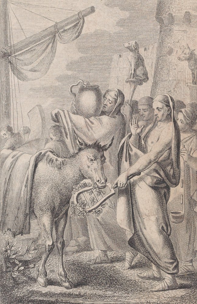 Figures at Right Near a Ship, Some Holding Up Animals Over Their Heads, a Horse at Left by Daniel Berger