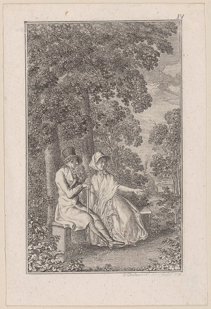Two Travelers in a Park by Daniel Nikolaus Chodowiecki