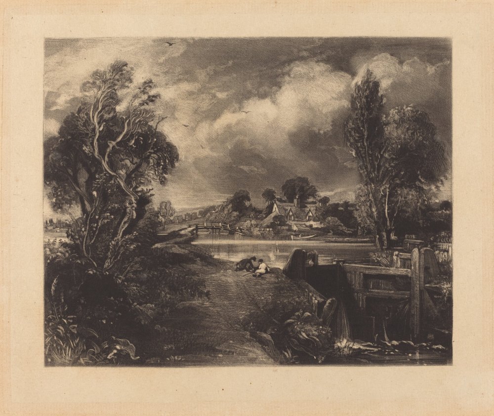 A Lock on the Stour by David Lucas after John Constable