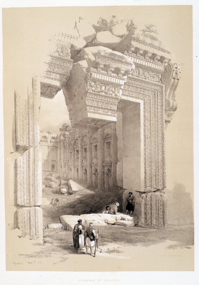 Baalbek Gate in Lebanon, drawing made on 07/05/1839 in 'The Holy Land ...