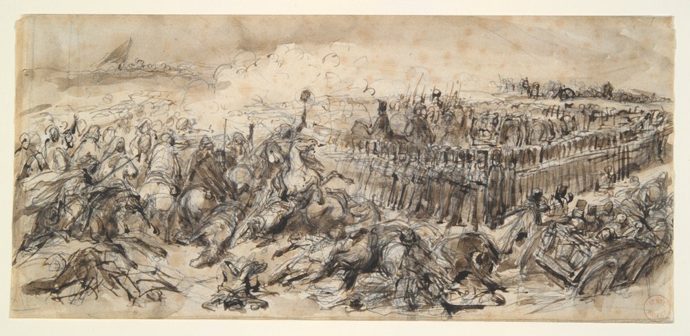 Battle Scene (Study for The 2nd Light Cavalry Withstanding the Onslaught of the Arabs) by Denis-Auguste-Marie Raffet