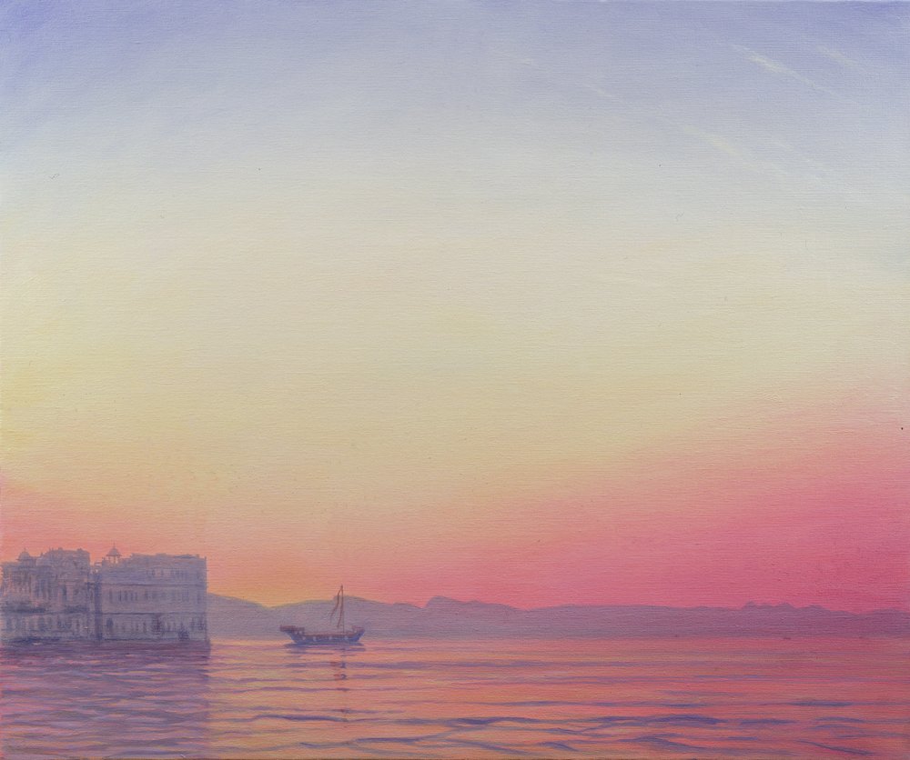 Sunset at Lake Palace, Udaipur by Derek Hare