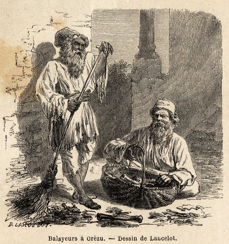 The sweepers in Orezu (Romania). Engraving to illustrate the voyage ...