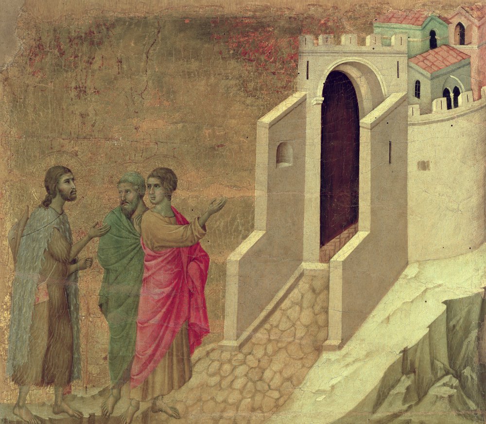 Maesta: Christ Appearing on the Road to Emmaus by Duccio di Buoninsegna