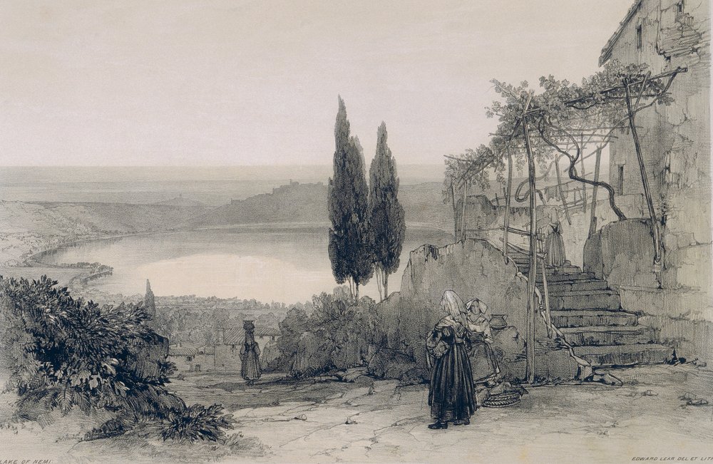 Views in Rome and Its Environs: Lake of Nemi by Edward Lear