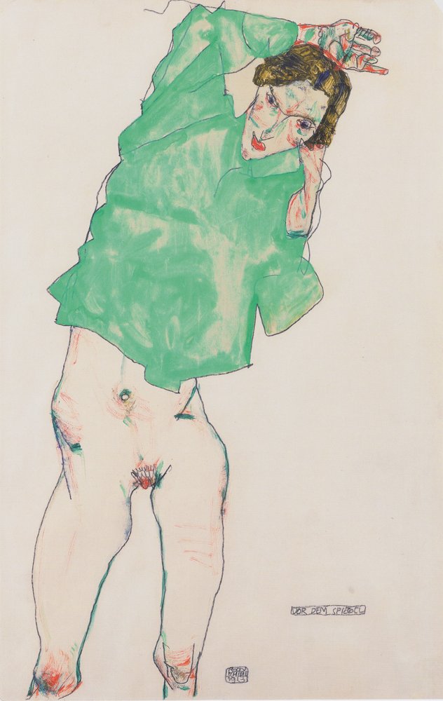 In Front of the Mirror by Egon Schiele