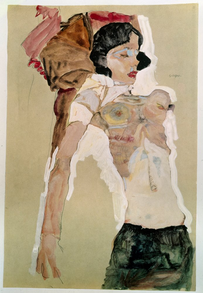 Half Naked Female by Egon Schiele