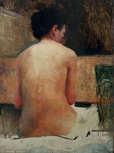 Female nude, supine by Eliseu Visconti