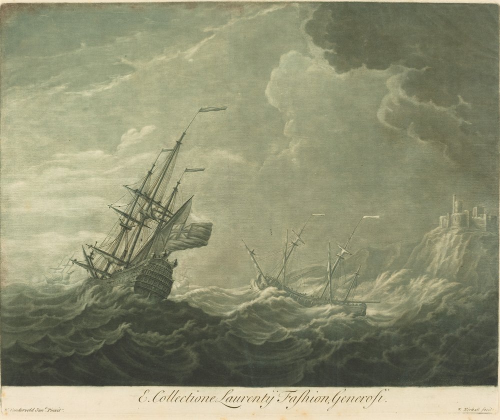 Shipping Scene from the Collection of Lawrence Fashion by Elisha Kirkall after Willem van de Velde the Younger