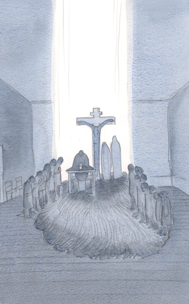 When we attend and offer the one, awe-inspiring Sacrifice, we find Calvary, here at the altar. by Elizabeth Wang