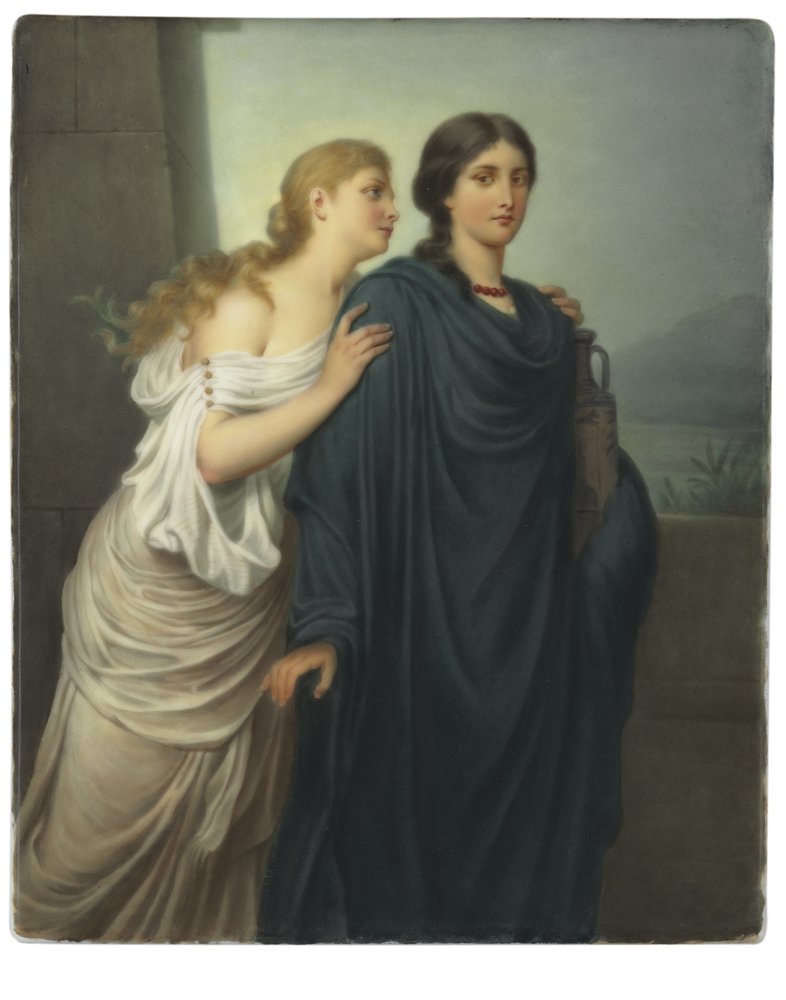 Rectangular plaque, "Antigone and Ismene" by Emil Teschendorff