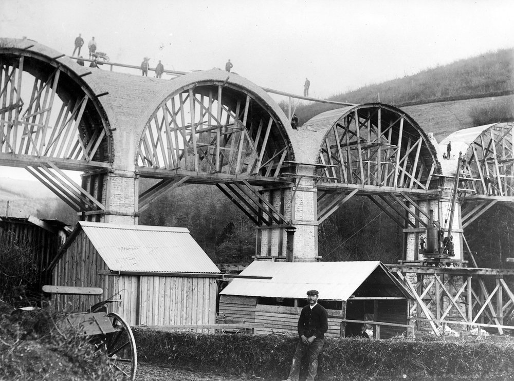 Chelfam Viaduct under construction, c.1896 by English Photographer