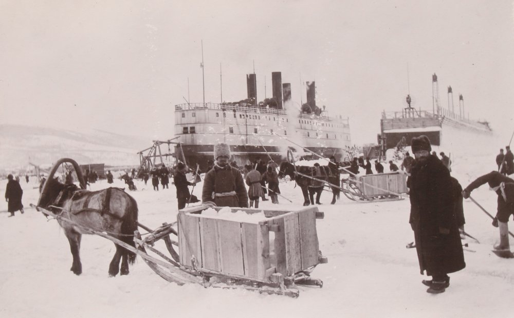 The ice-breaking train ferry steamer SS Baikal, Lake Baikal by English Photographer