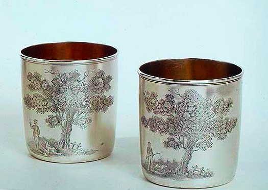 Beakers, George III, with Coat of Arms and Unusual Engraving of ...
