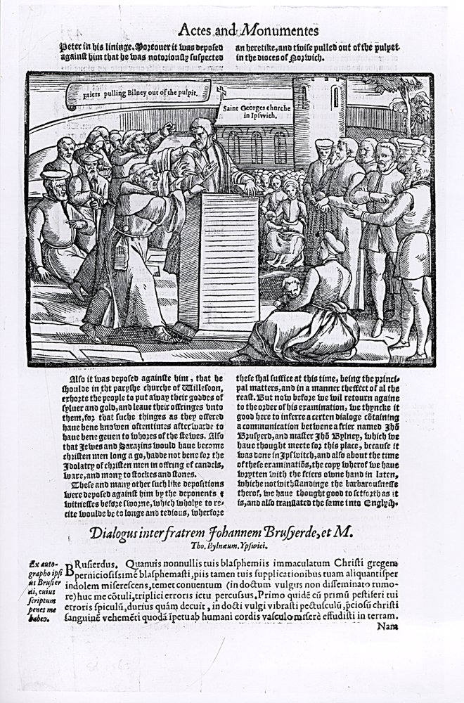 Thomas Bilney is Dragged from the Pulpit, from 'Acts and Monuments' by English School