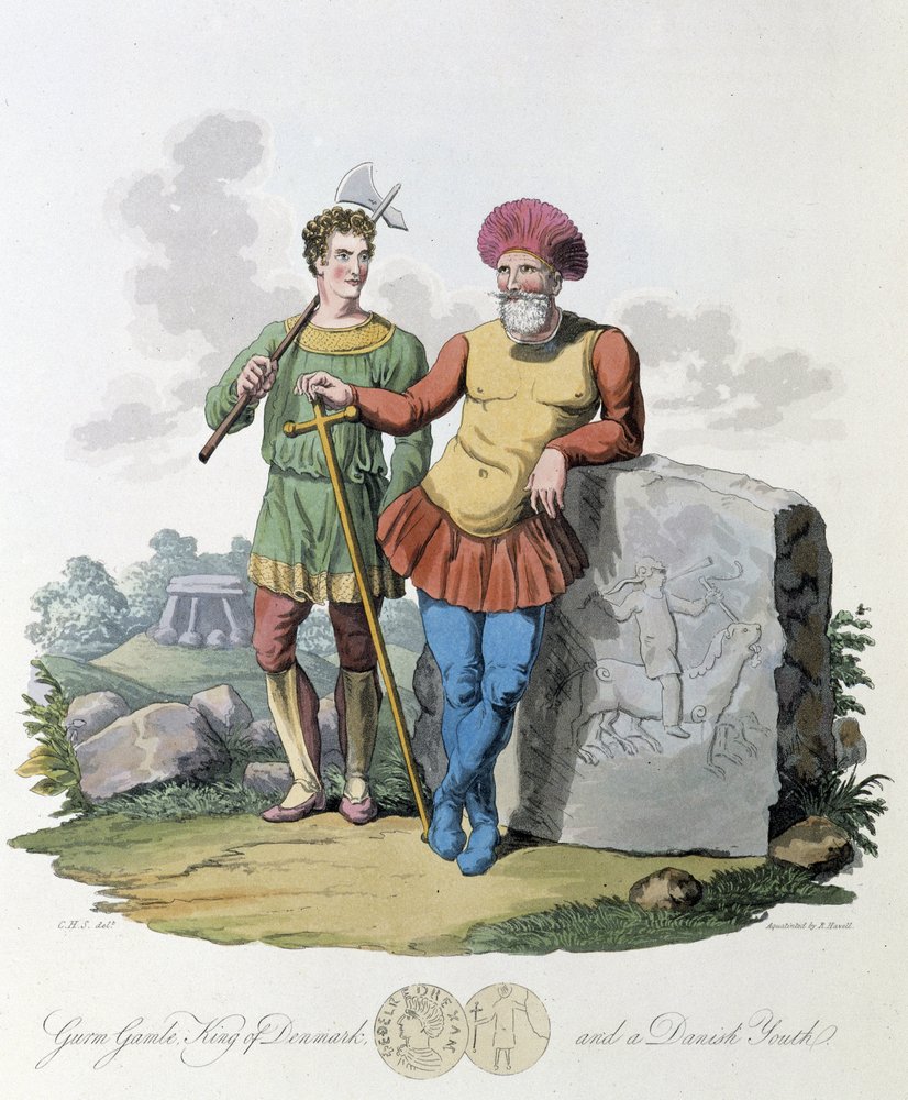 King of Denmark and young Dane - in “Celts and Goths, customs of the inhabitants of the British Isles of the early 6th century and of the Gothic nations of the west coast of the Baltic”, by S. R. Meyrick and Ch. Smith by English School