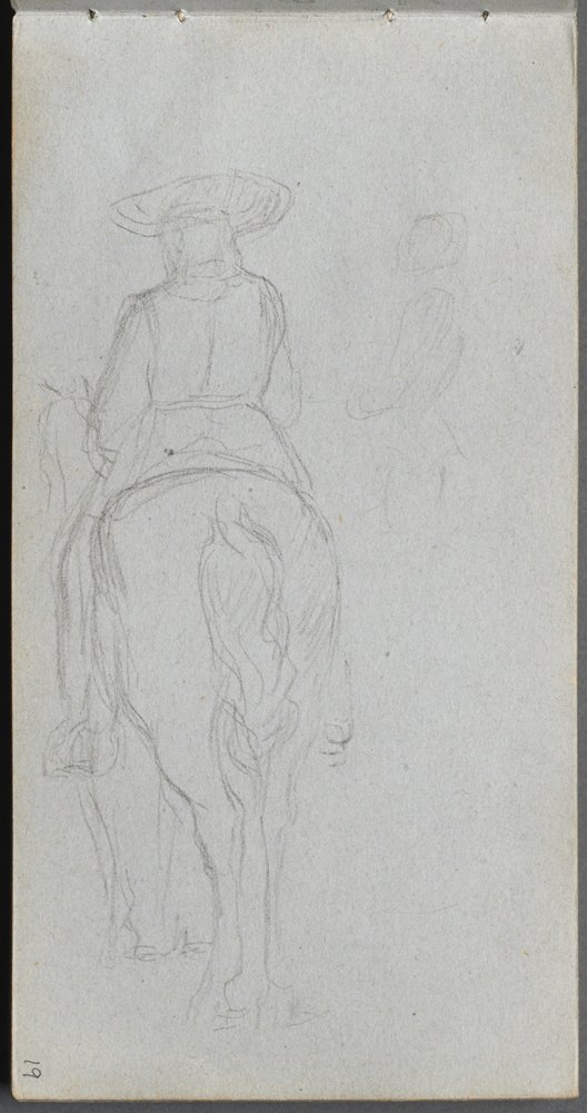 Sketchbook, Page 19: Study of a Figure on Horseback Seen from Behind by Ernest Meissonier