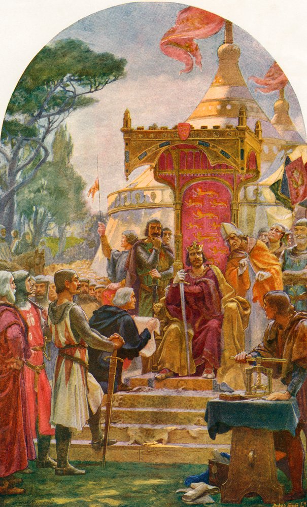 King John Granting the Magna Carta at Runnymede, on the Bank of the River  Thames Near Windsor, England, 15 June 1215. From Cassell's History of 