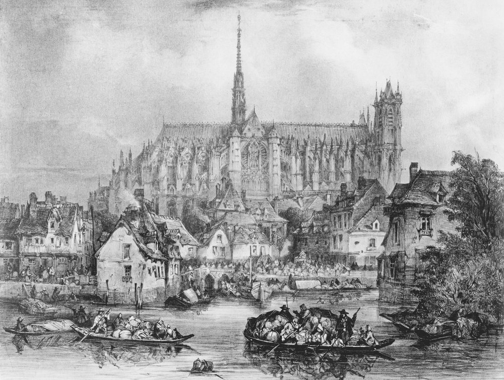 View of the Cathedral of Notre Dame, Amiens, from Pont Dudon