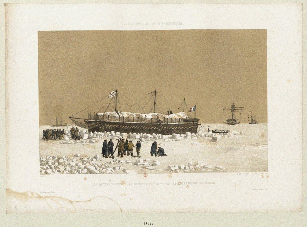 The Floating Battery Tonnante in the Ice Near Kinburn by Eugene Ciceri