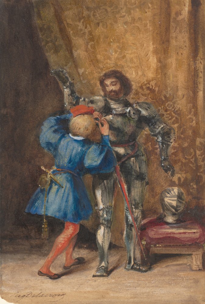 Goetz von Berlichingen Being Dressed in Armor by His Page George, 1826-27 by Eugène Delacroix