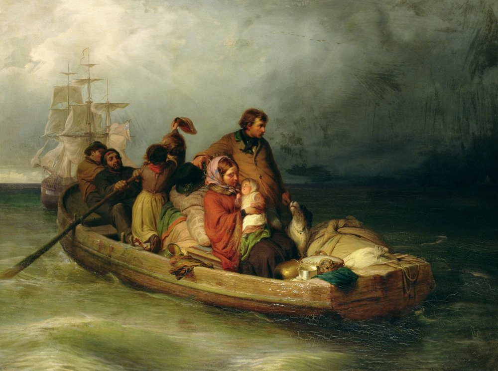 Emigrant Passengers on Board, 1851 by Felix Schlesinger