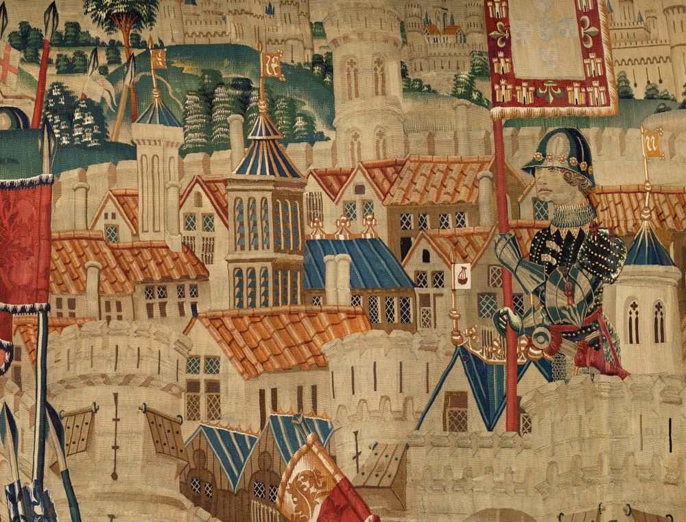 Parish museum of tapestries. Flemish tapestry. Conquest of Tanger. Series Conquests of king Alfonso I of Portugal. Tournai. Wool and silk by Flemish School