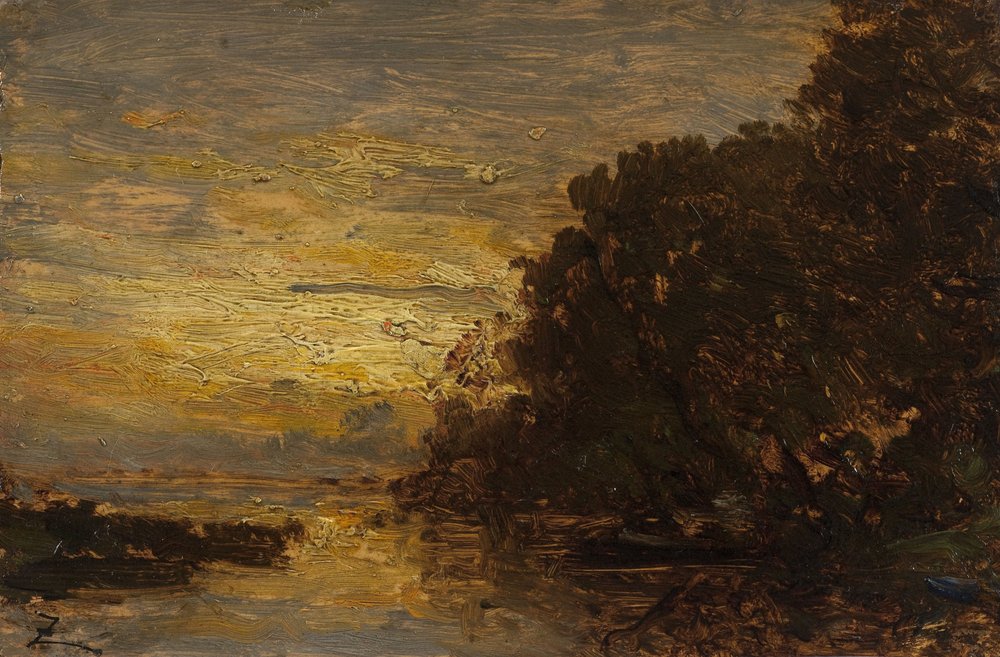 The Seine at Billancourt, Sunset, 2nd Half of the 19th Century by Félix Ziem