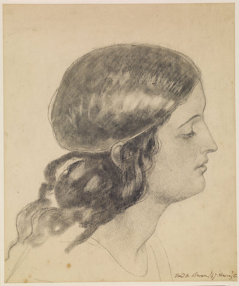 Oure Ladye of Saturday Night - Study of Head of Angel Holding Bowl of Water by Ford Madox Brown