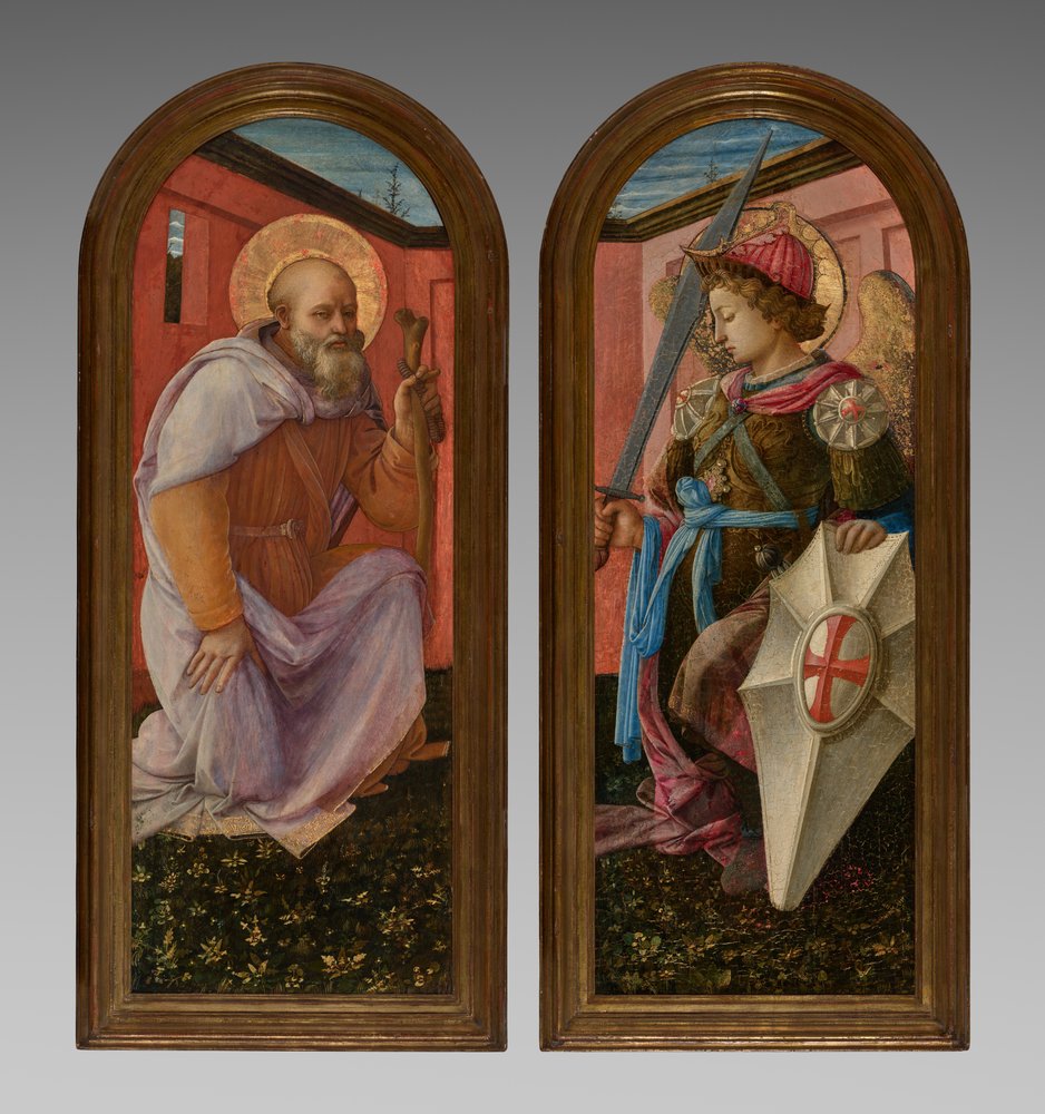 Pair of Panels from a Triptych: The Archangel Michael and St. Anthony Abbot by Fra Filippo Lippi