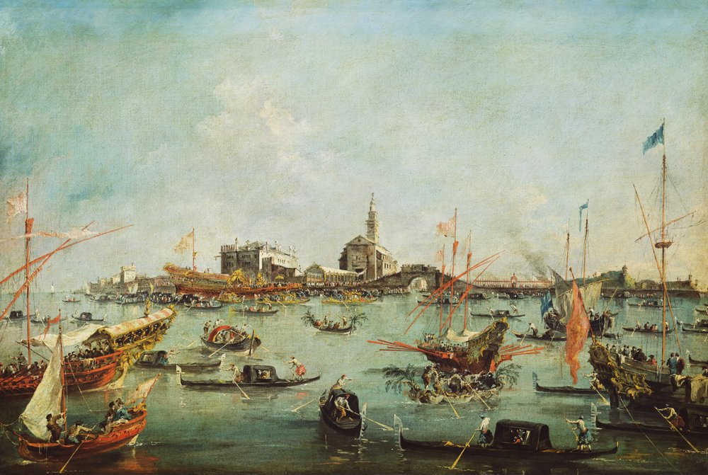 The Doge on the Bucentaur in front of San Nicolò del Lido, on Ascension Day, c.1766-70 by Francesco Guardi