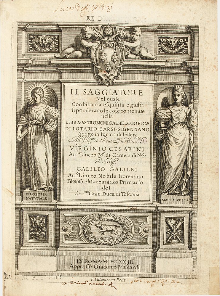 Frontispiece of 'The Assayer' by Galileo Galilei