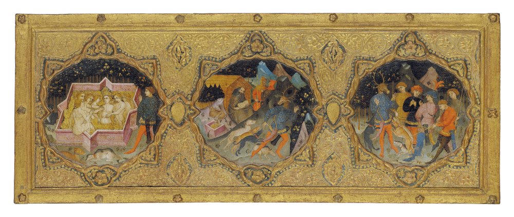 The Story of Diana and Actaeon, with Saint Jerome: a cassone panel by Francesco di (attr. to) Michele