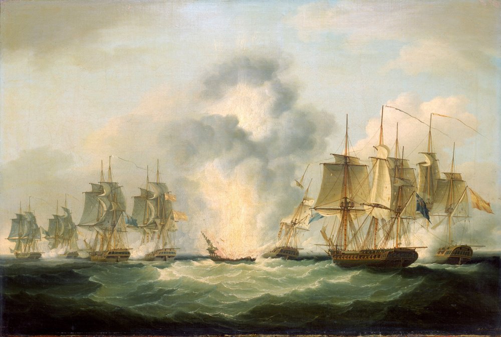 Four British frigates capturing Spanish treasure transport ships, October 5 by Francis Sartorius