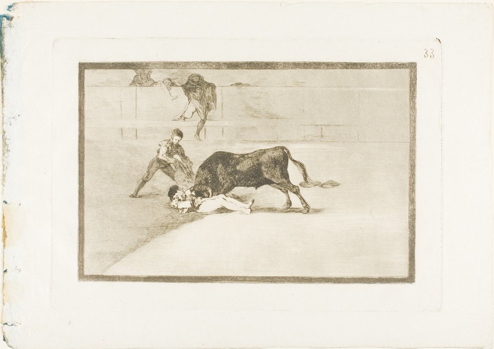 The Unlucky Death of Pepe Illo in the Ring at Madrid, plate 33 from The Art of Bullfighting by Francisco Jose de Goya y Lucientes