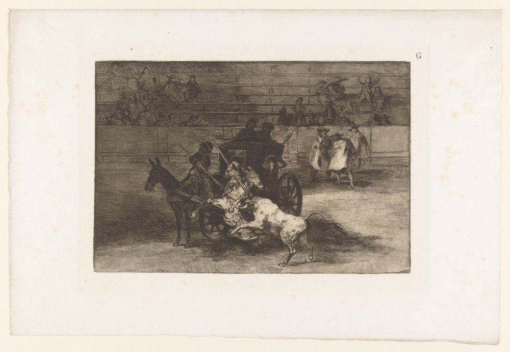 Men Attacking a Bull from a Carriage by Francisco de Goya