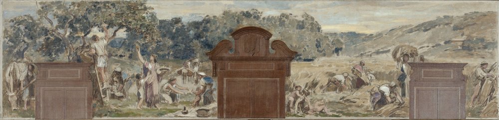 Sketch for the Village Hall of Pantin: La Cueillette. La Moisson, 1886 by Francois Lafon