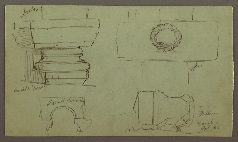 Studies of Arches and Base of Arch, April 1868