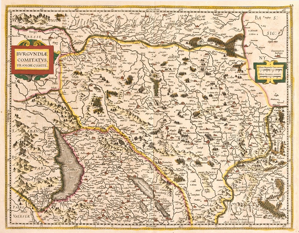Map of the Franche Comte (France) by Frederick de Wit