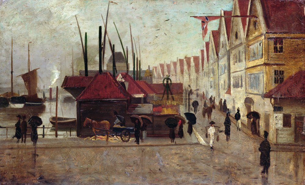 The Quay in Bergen by Frederik Collett