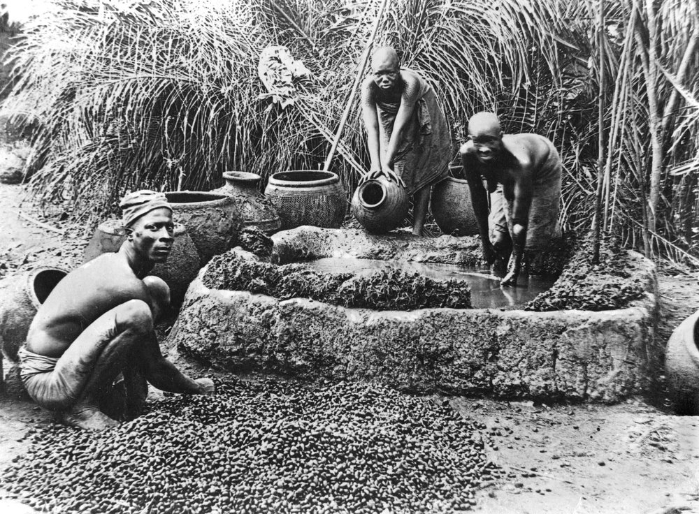 Making Palm Oil in Dahomey, c.1900 by French Photographer