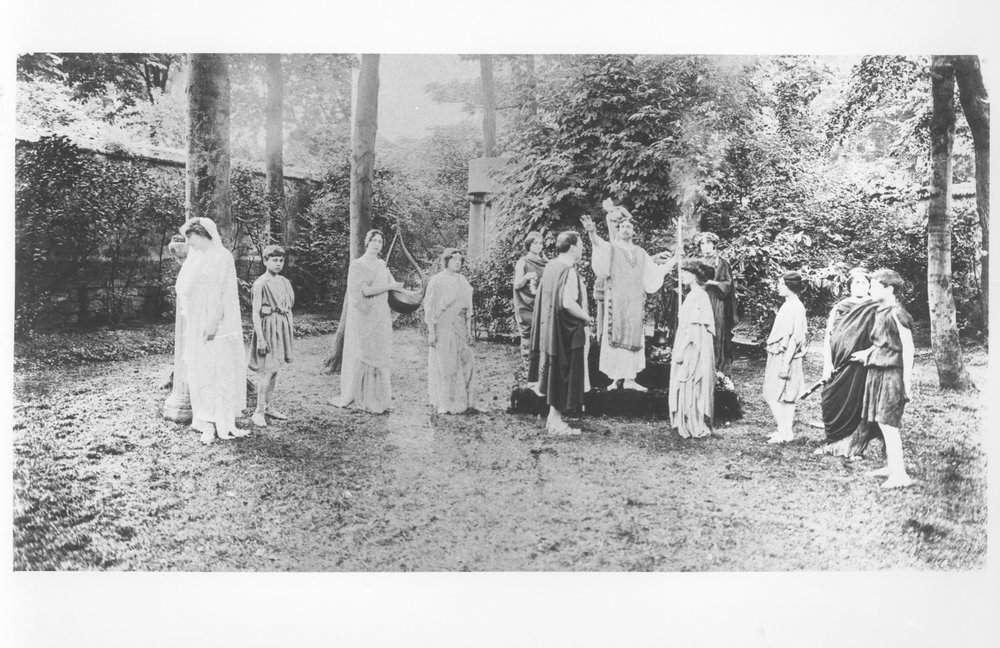 Nathalie Clifford Barney with Dancers Dressed in Togas by French Photographer